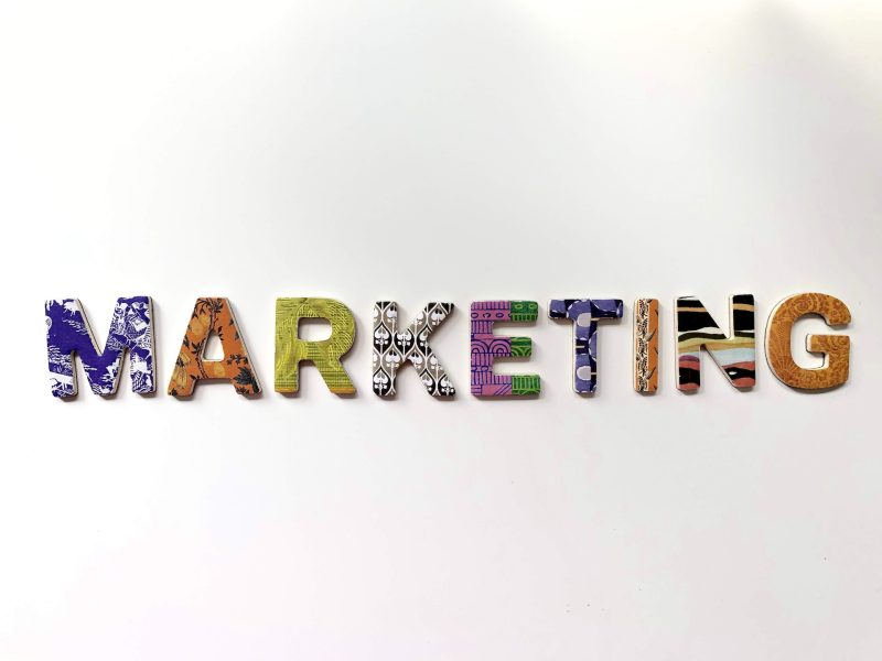 the word marketing spelled out in colorful letters