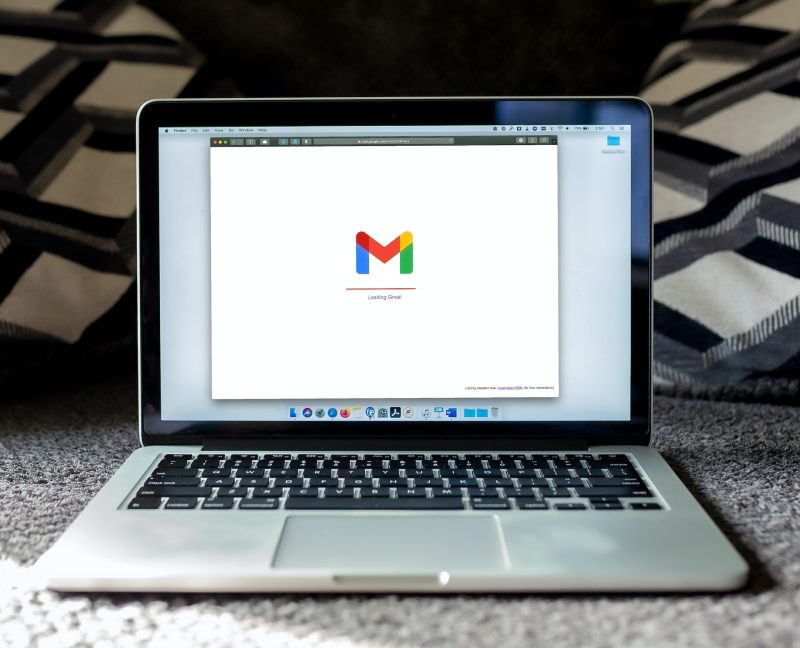 photo of a laptop with Google's Gmail service to send home builder marketing emails