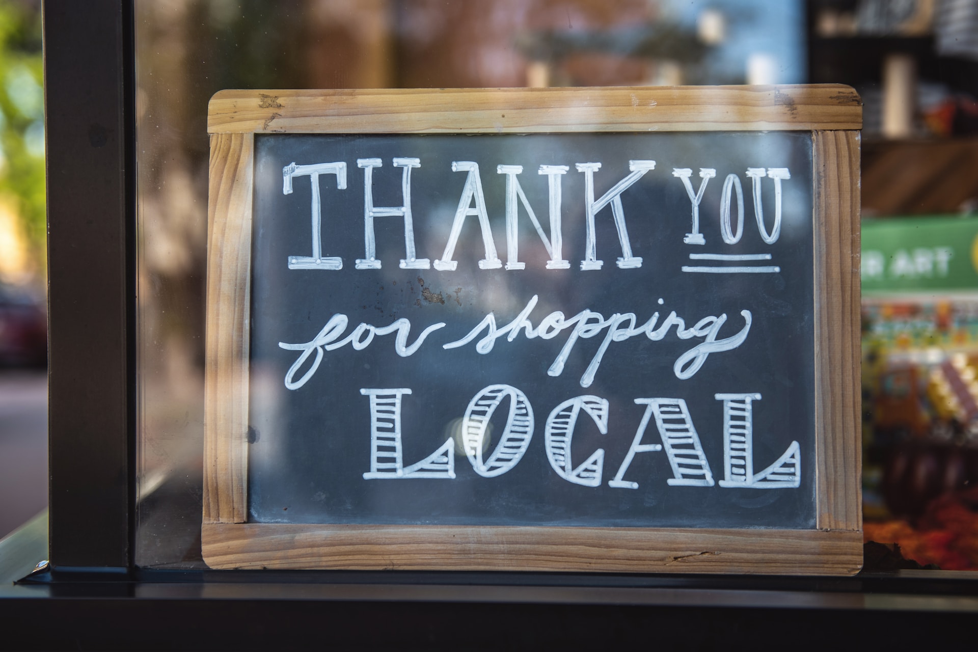 thank you for shopping local sign - small business
