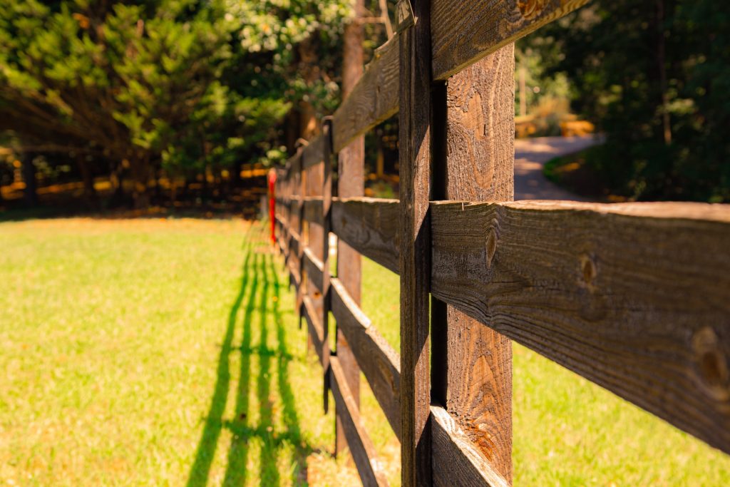wood fence in a big yard